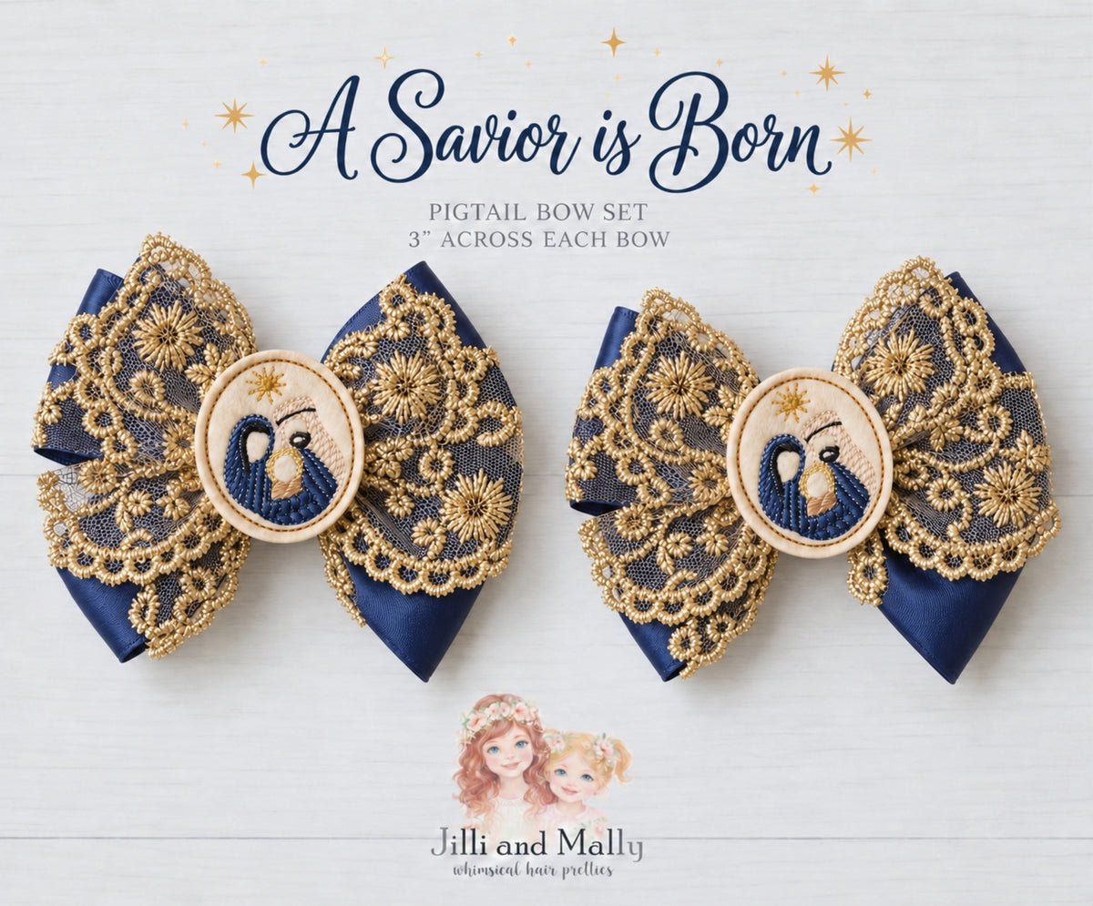A Savior is Born 3" Small Single OR Piggy Bows *MTO 4 wk turnaround*