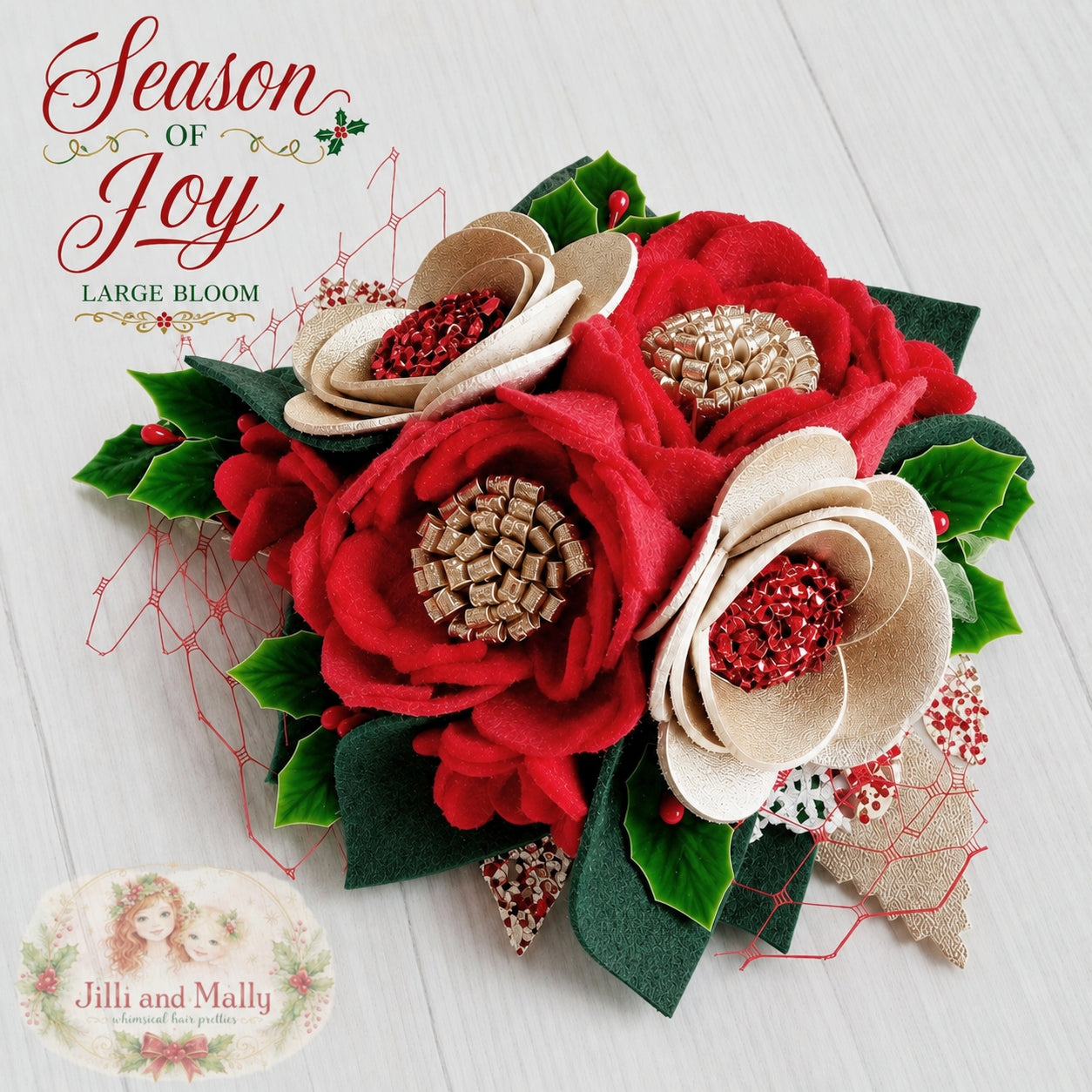 Season of Joy Wool Felt & Leatherette Floral Bloom m2m Reina Monroe Originals *MTO 4 wk turnaround*