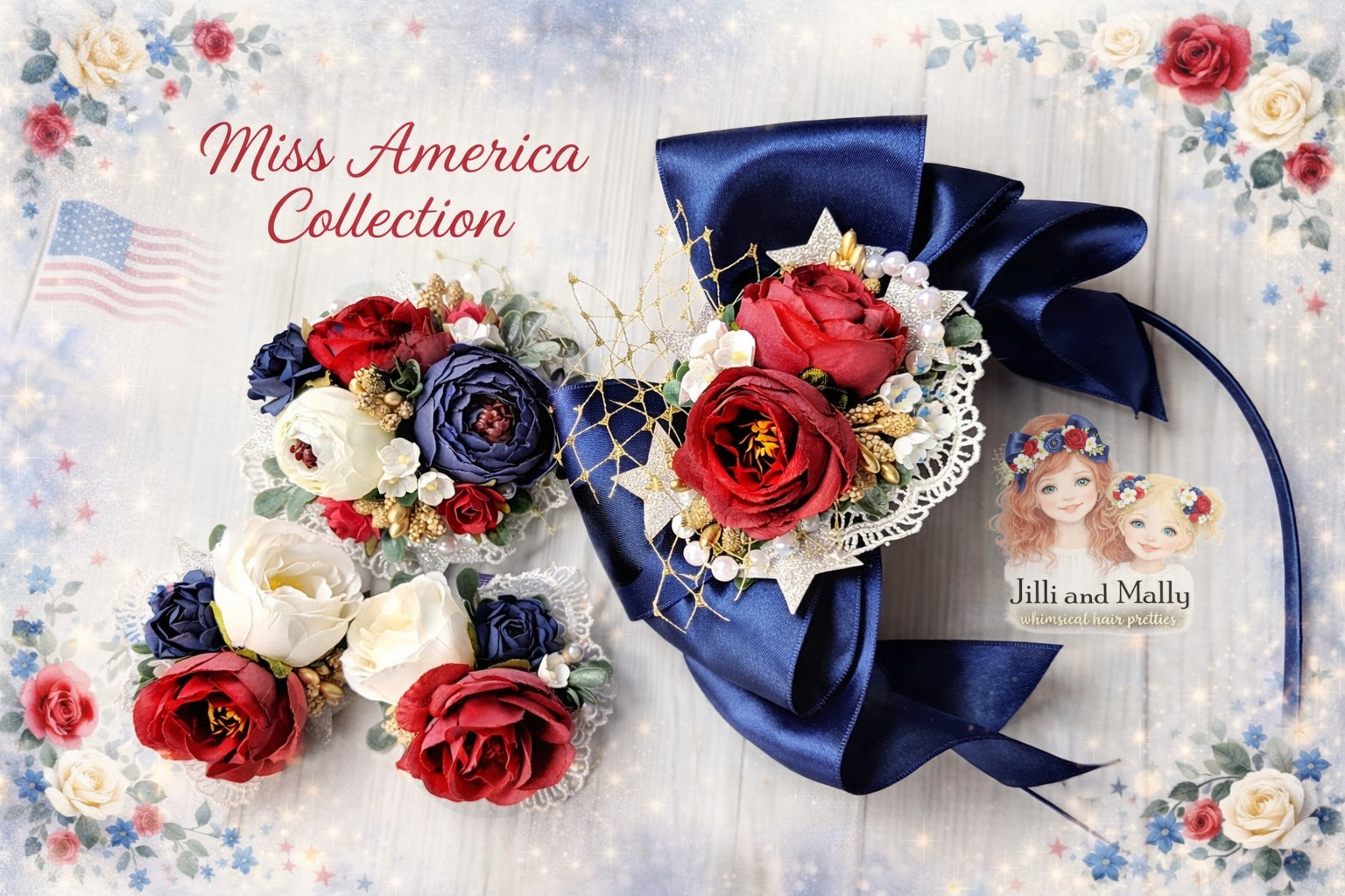 Miss America the Beautiful Floral Boujiee Bow *Pre-Order TAT 4 weeks*