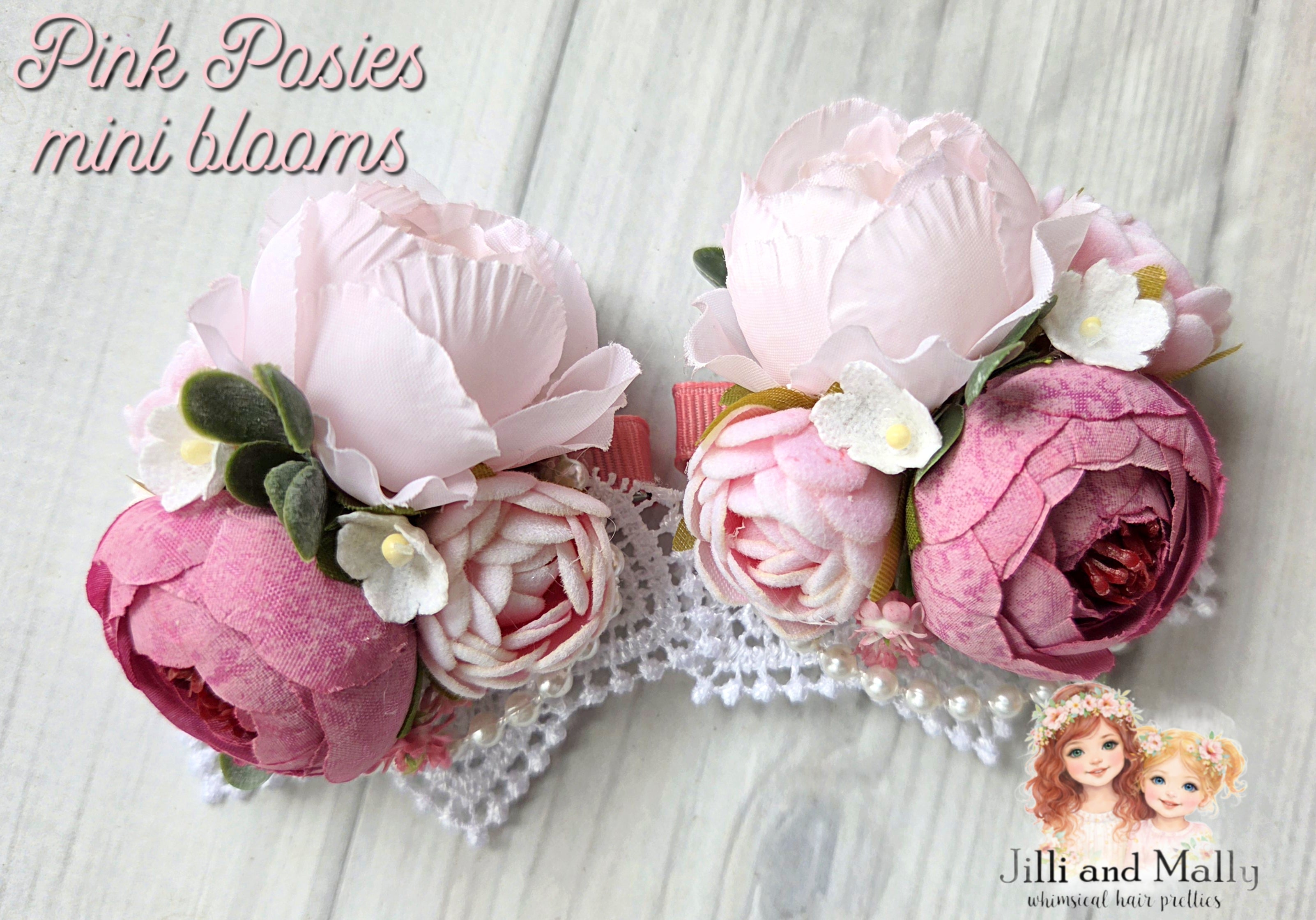 Pink Posies Mini Blooms~Single OR Piggies