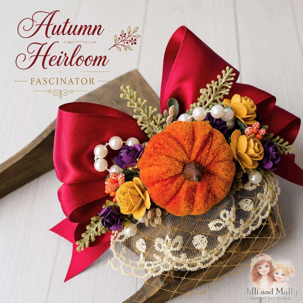 Autumn Heirloom Fascinator Mini Hat m2m Hummingbirds & Flowers *Pre-order with 4 week turnaround time*