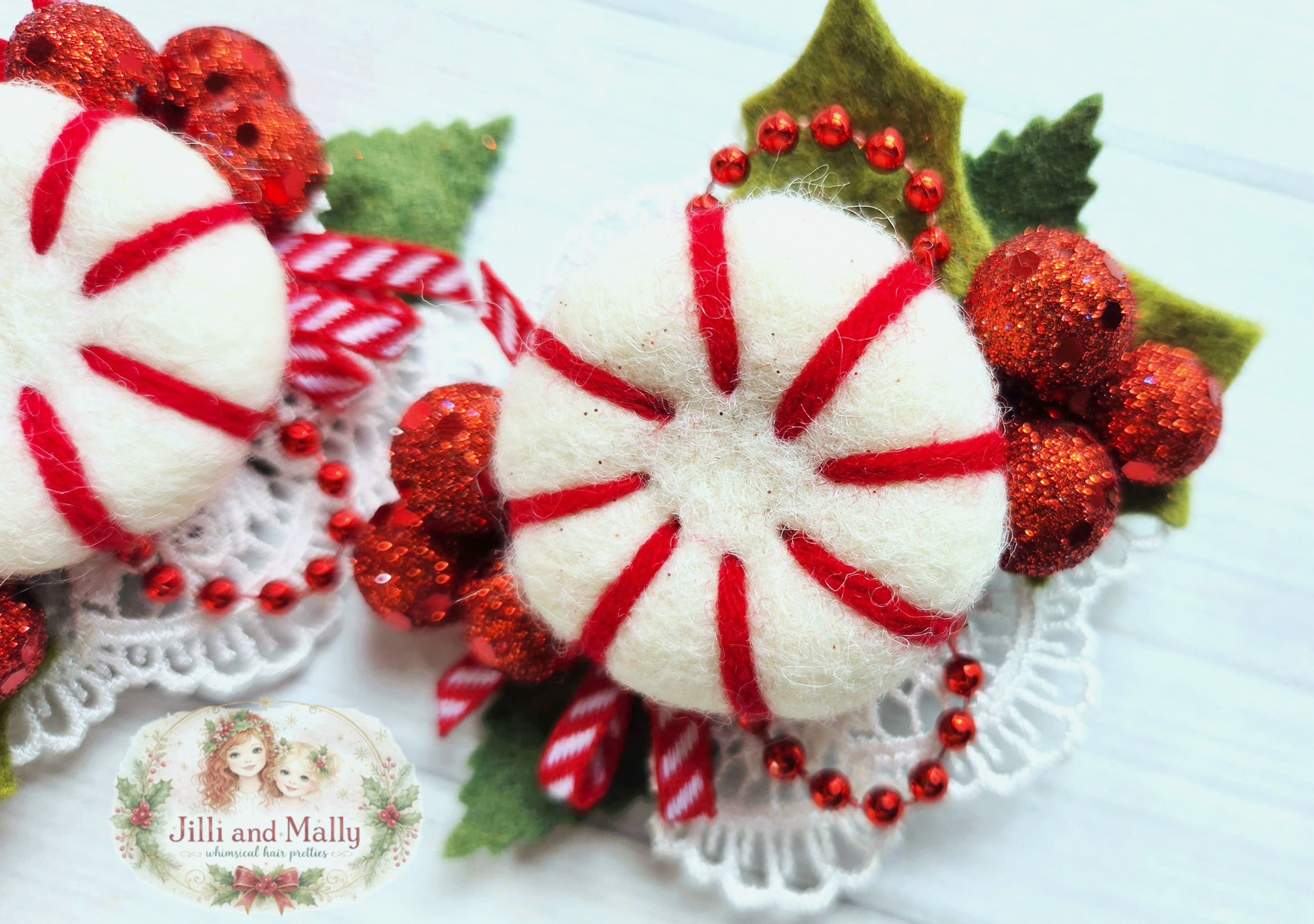 Peppermint Holly Wool Felties ~Single OR Piggies m2m Hummingbirds&Flowers *Pre-order 4 wk turnaround*
