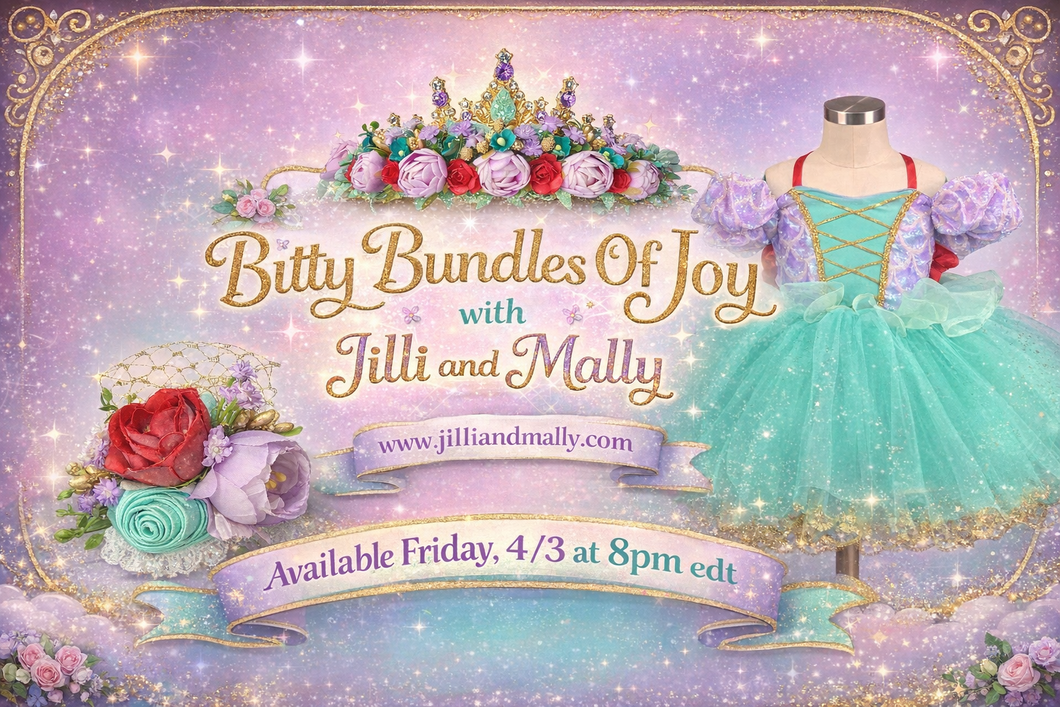 Regal Mermaid Floral Crown m2m Bitty Bundles of Joy *Pre-Order-4 wk turnaround*