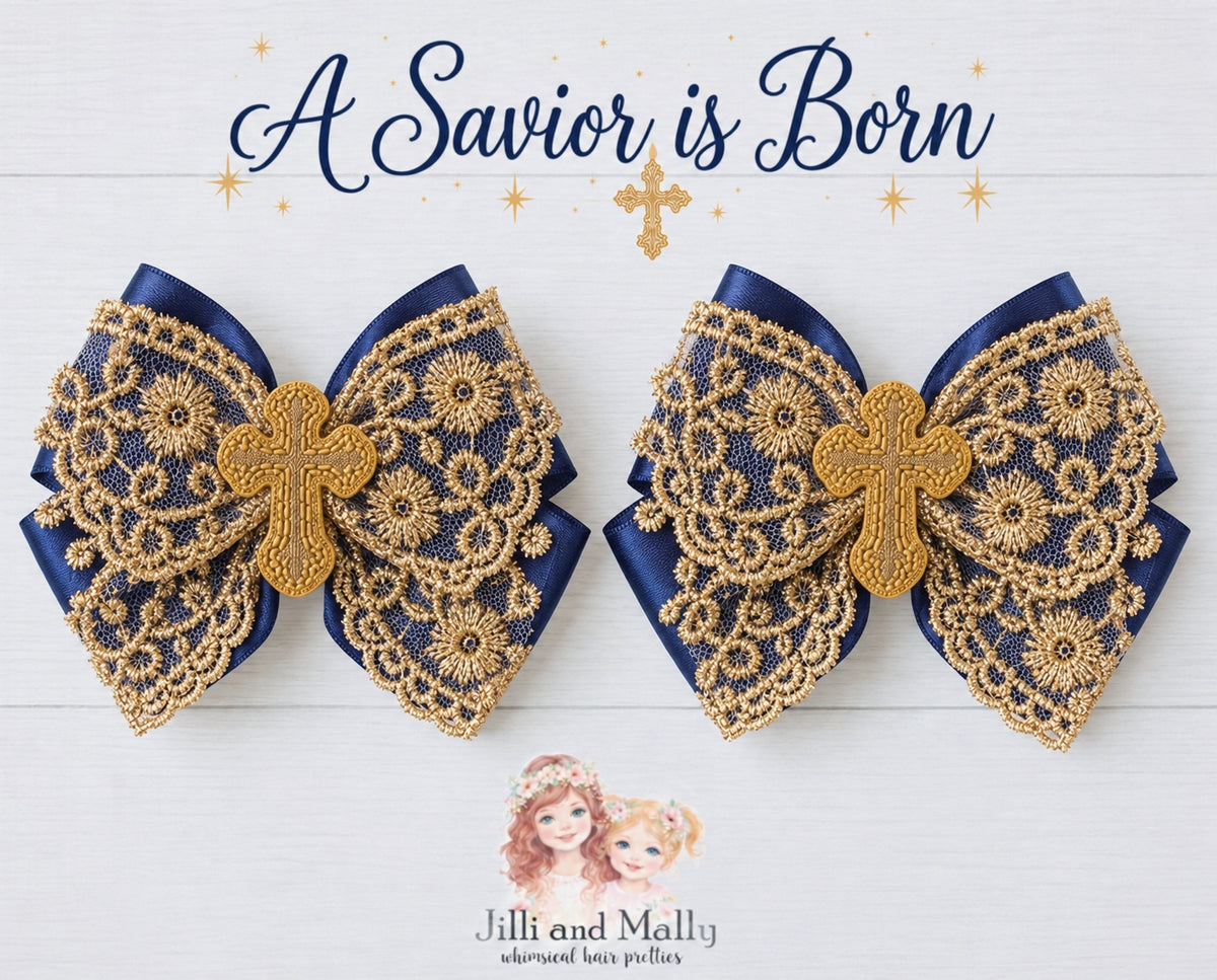 A Savior is Born 3" Small Single OR Piggy Bows *MTO 4 wk turnaround*