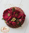 Crimson Noel Fascinator Mini Hat m2m The Paper Doll *Made to Order with 4 week turnaround time*