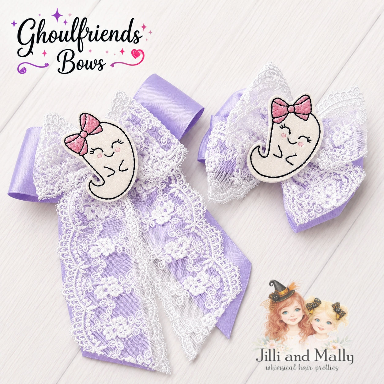 Lavender Ghoulfriends Ghost Single OR Piggy Bows OR Long Bows m2m Mia Miel *Pre-order 4 wk turnaround*
