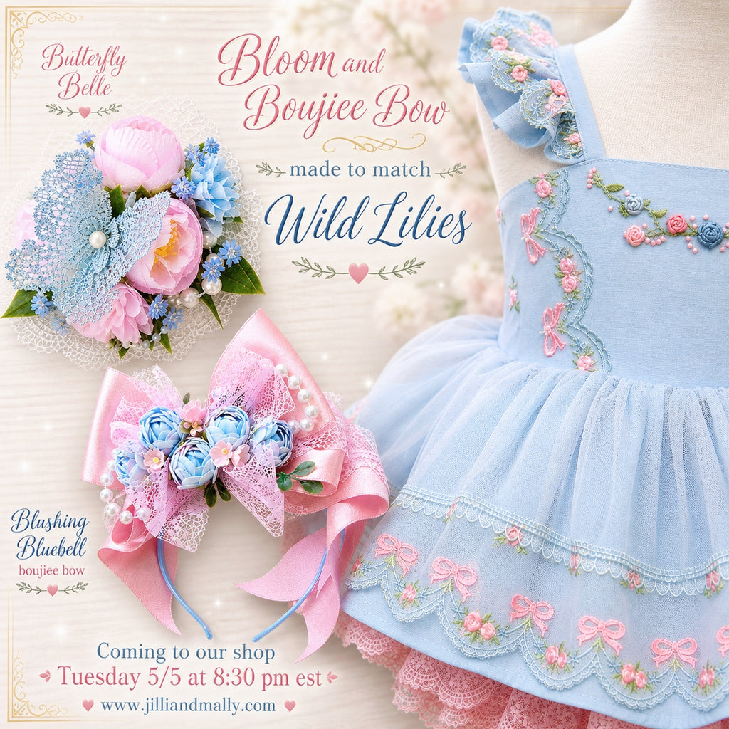 Blushing Bluebell Floral Boujiee Bow *Pre-Order TAT 4 weeks*