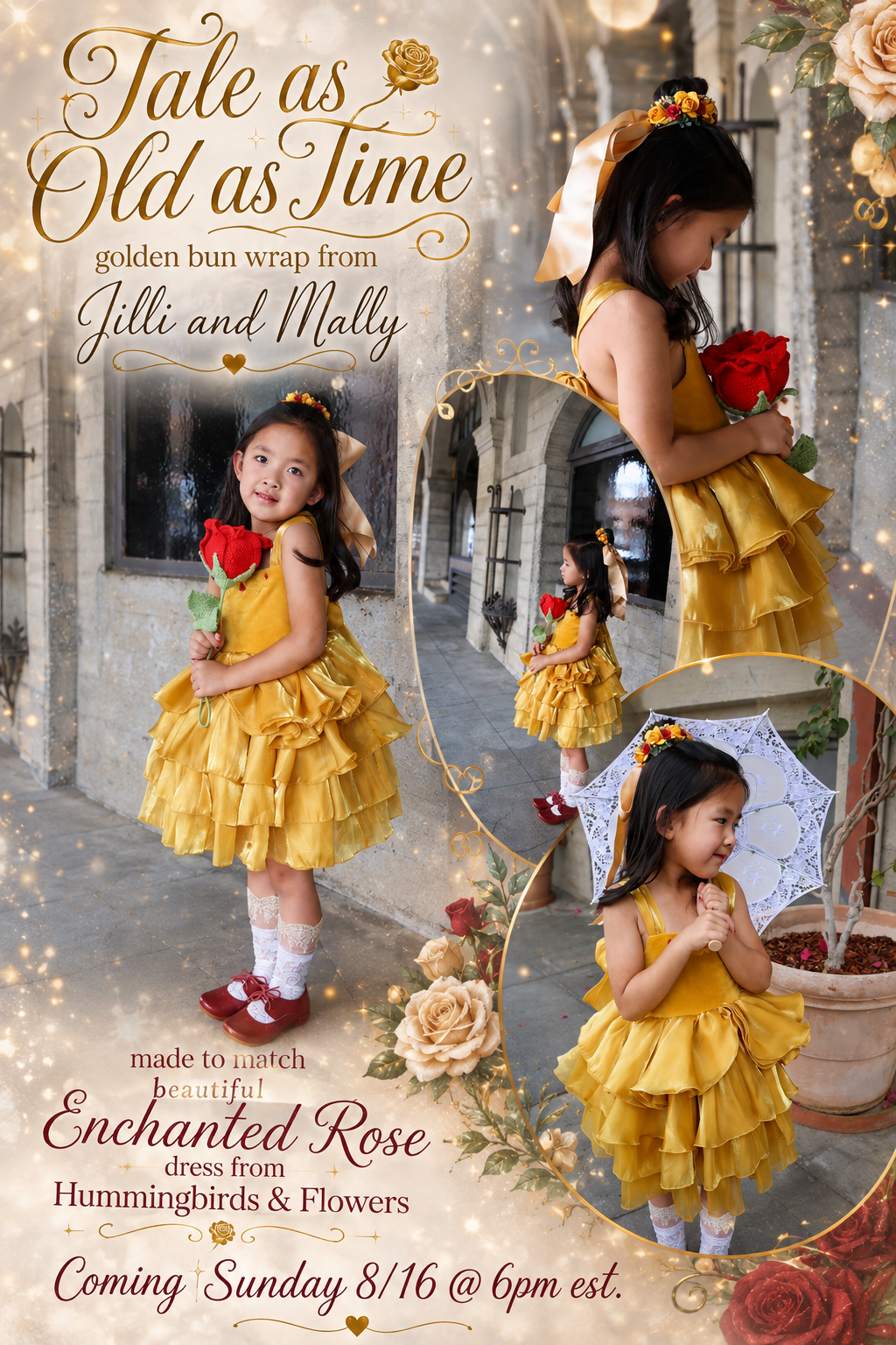 Enchanted Rose Floral Bun Wrap m2m Hummingbirds & Flowers *made to order 4 wk turnaround*