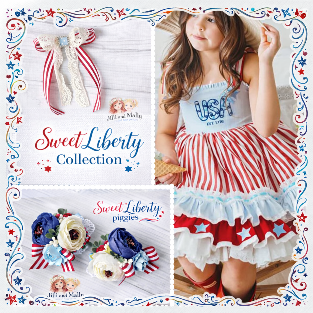 Sweet Liberty Lace & Stripes Bow