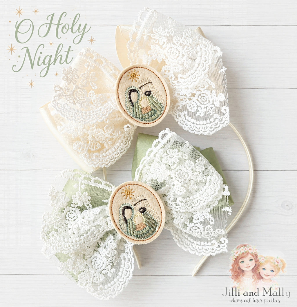 O Holy Night 5" Large Single Bows m2m Kada Boutique *MTO 4 wk turnaround*