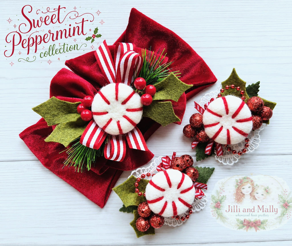 Peppermint Holly Wool Felties ~Single OR Piggies m2m Hummingbirds&Flowers *Pre-order 4 wk turnaround*