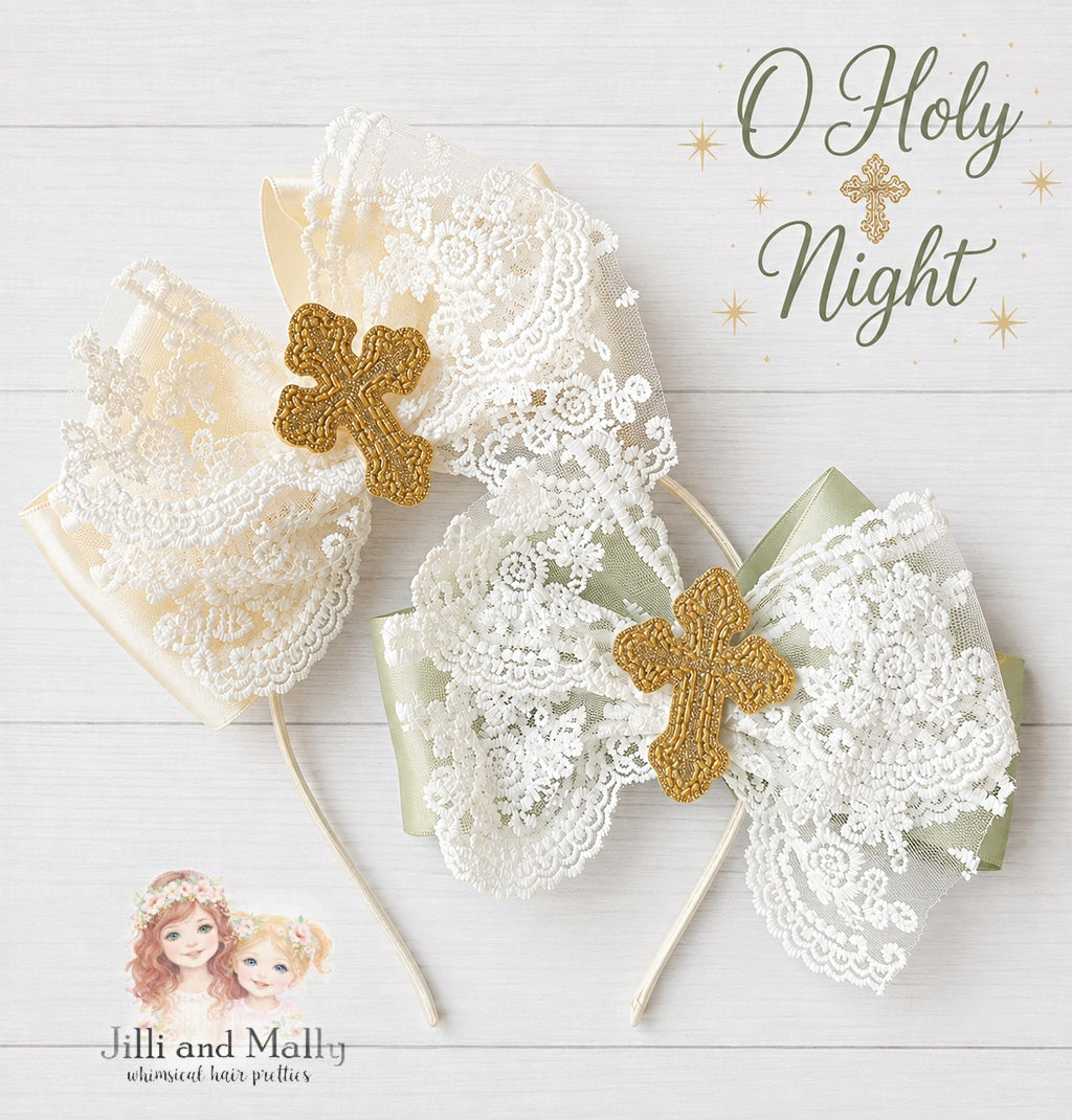 O Holy Night 5" Large Single Bows m2m Kada Boutique *MTO 4 wk turnaround*