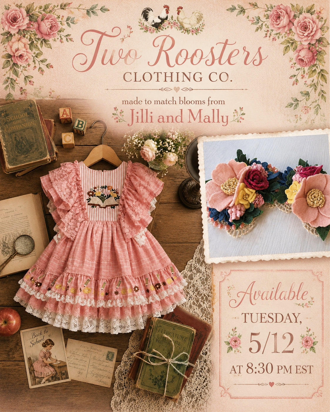 Secret Garden Mini Wool Felt Blooms m2m Two Roosters Clothing Co *pre-order 4wk TAT*