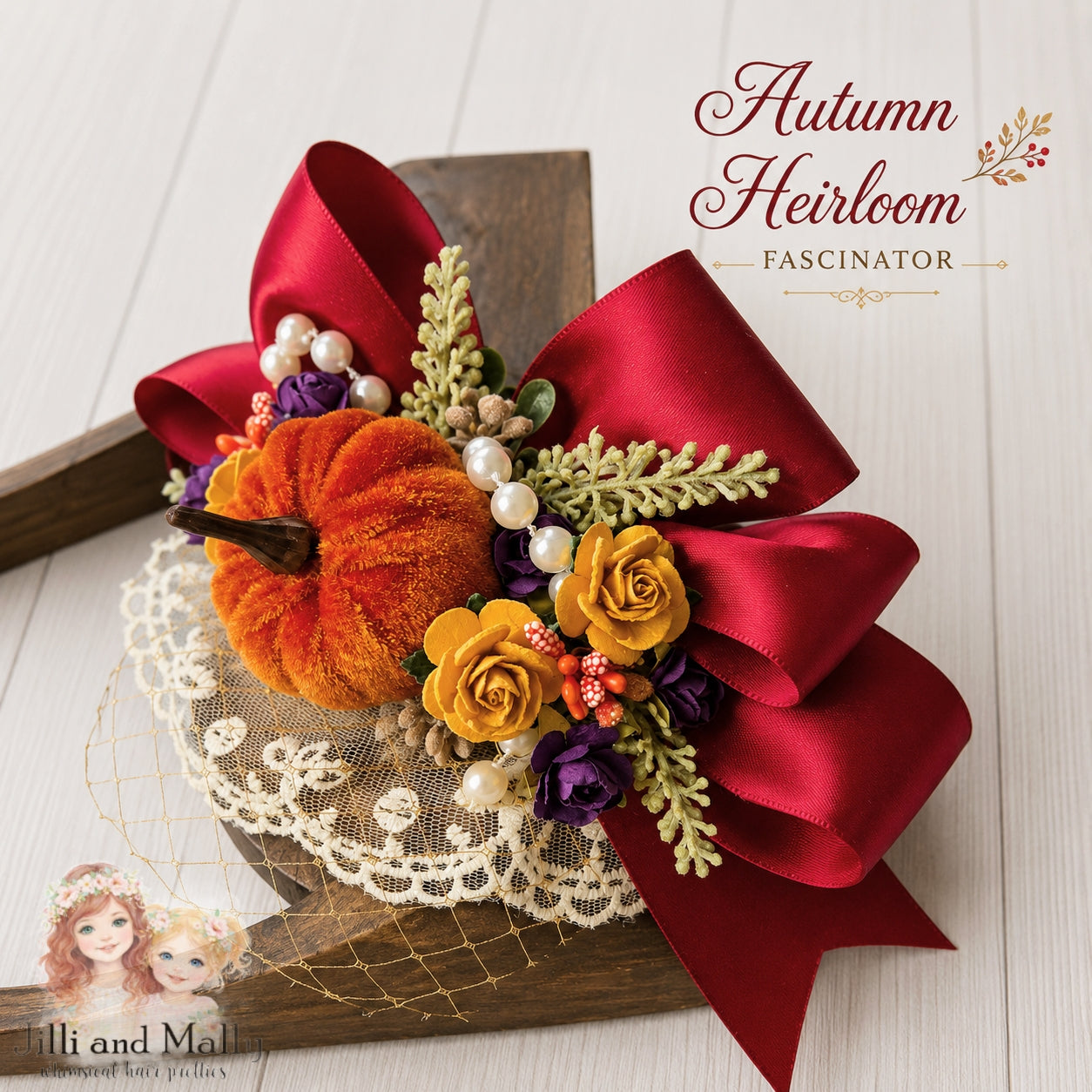 Autumn Heirloom Fascinator Mini Hat m2m Hummingbirds & Flowers *Pre-order with 4 week turnaround time*