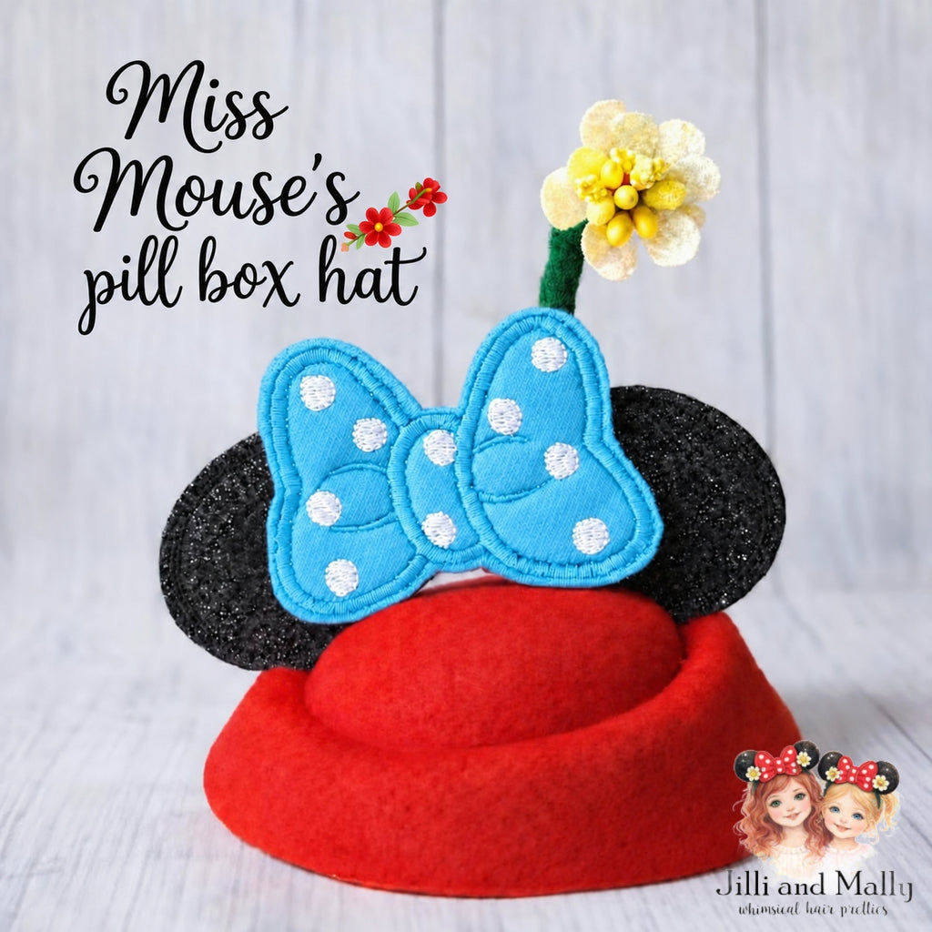 Miss Mouse Fascinator Pill Box Mini Hat *made to order with 4 week turnaround time*