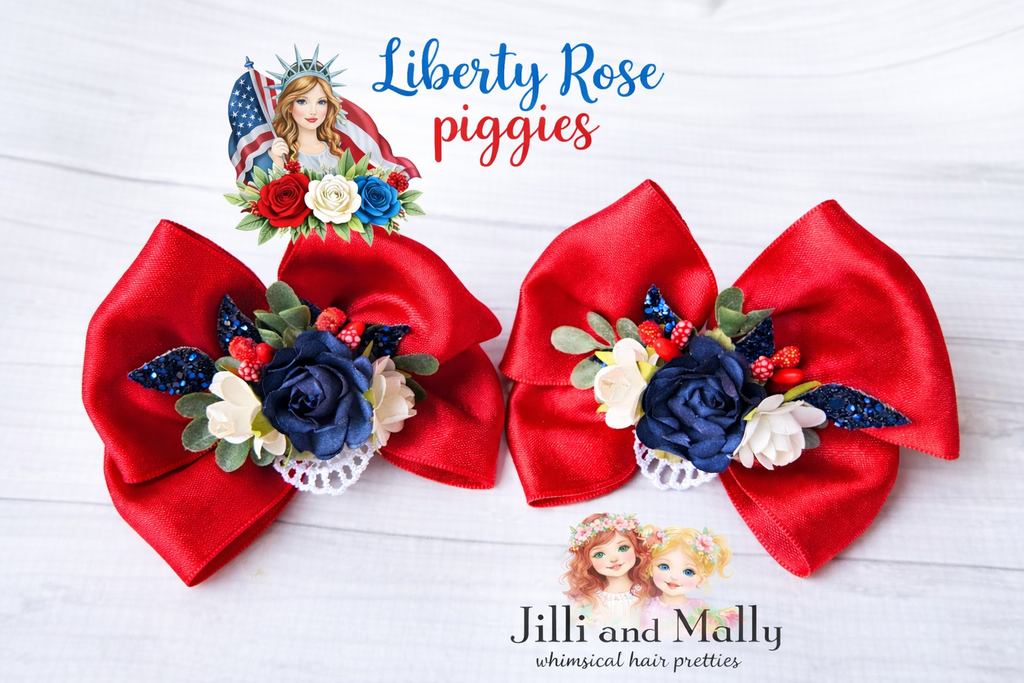 Liberty Rose Piggie Bows m2m Hummingbirds&Flowers