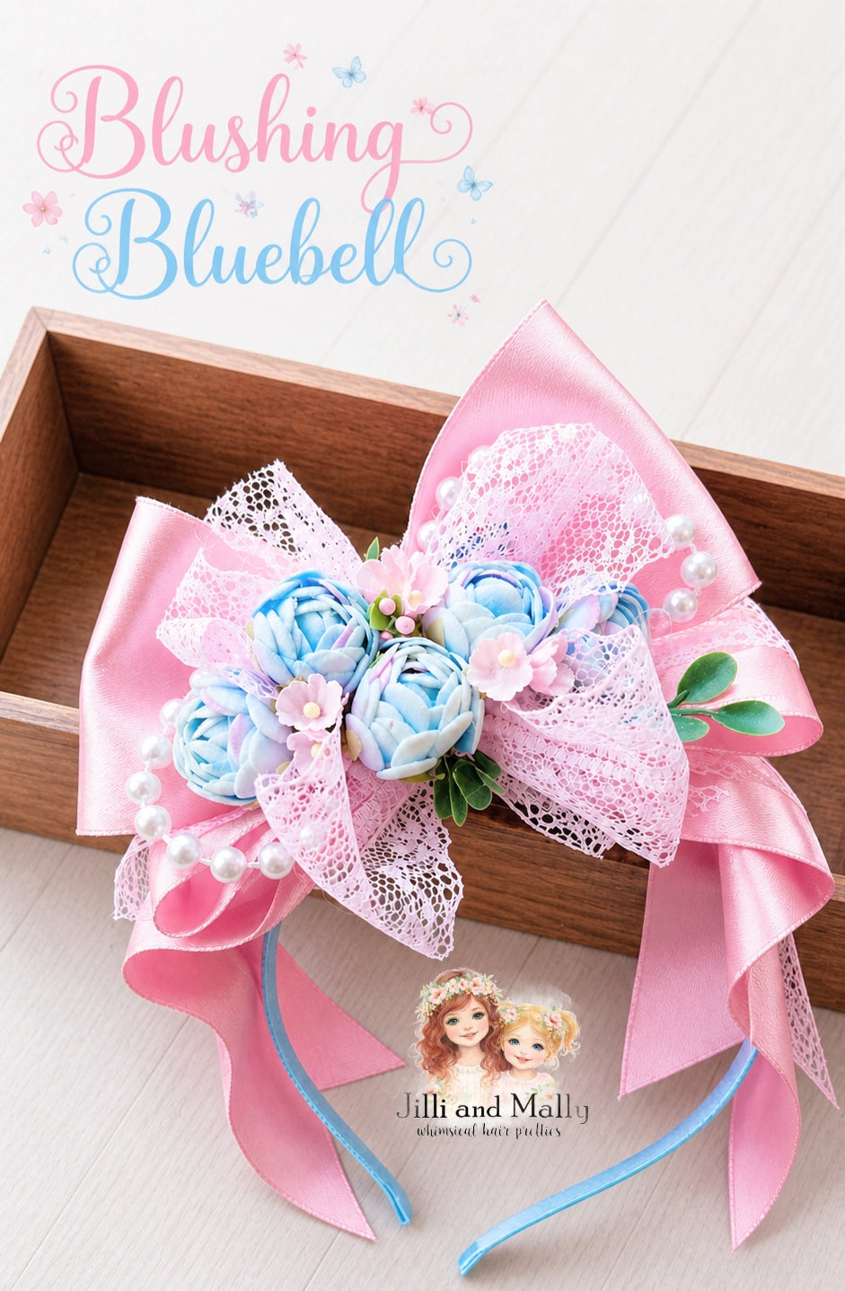 Blushing Bluebell Floral Boujiee Bow *Pre-Order TAT 4 weeks*