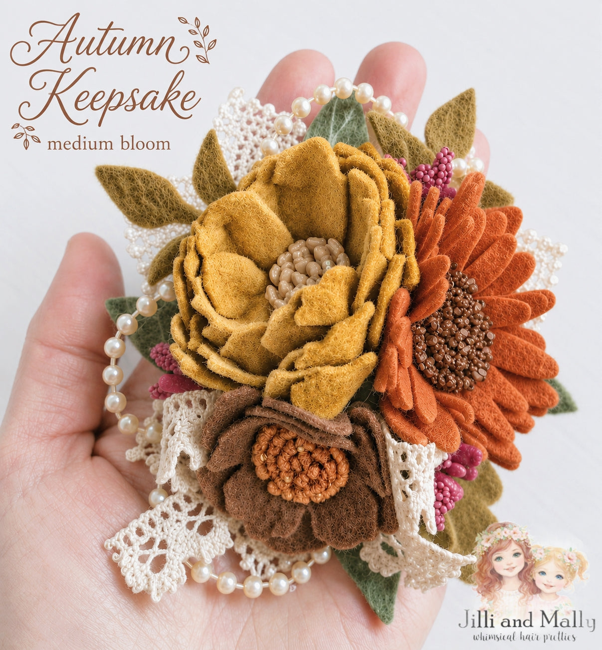 Autumn Keepsake Wool Felt Floral Bloom m2m Reina Monroe Originals *MTO 4 wk turnaround*
