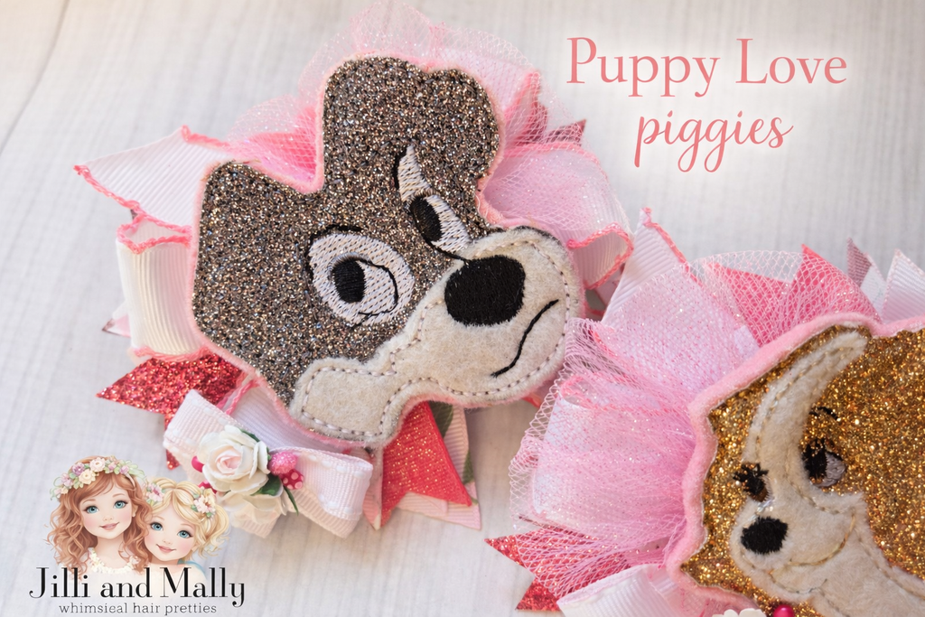 Puppy Love Pigtail Hair Bows *Pre-Order TAT 3 weeks*
