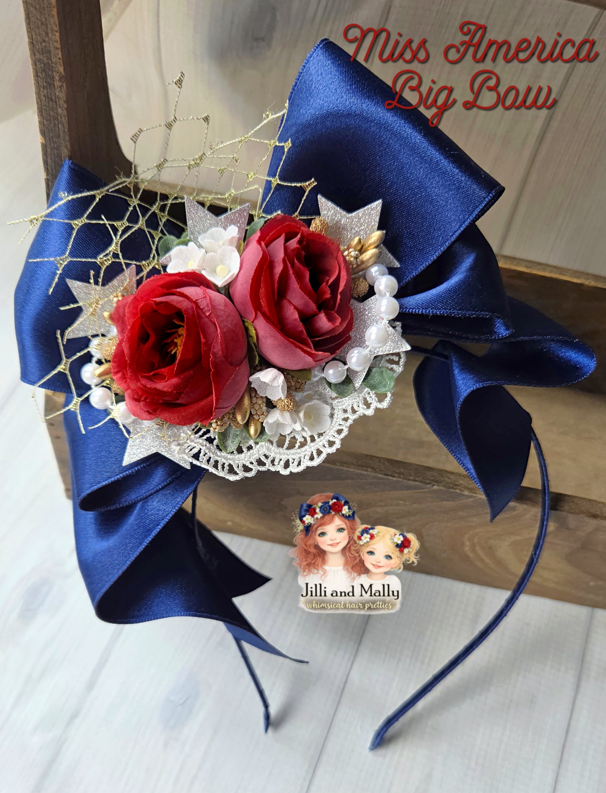 Miss America the Beautiful Floral Boujiee Bow *Pre-Order TAT 4 weeks*