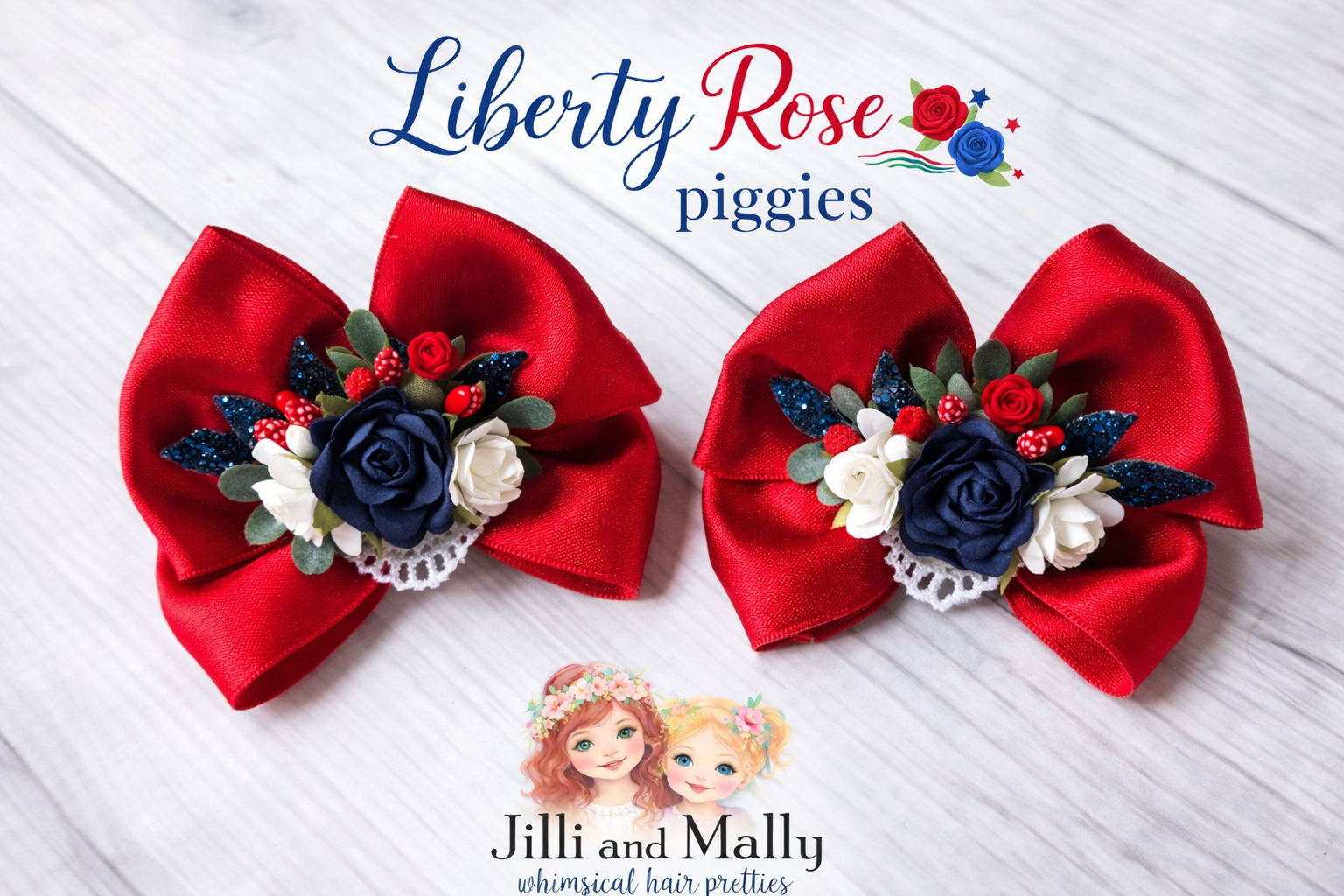 Liberty Rose Piggie Bows m2m Hummingbirds&Flowers