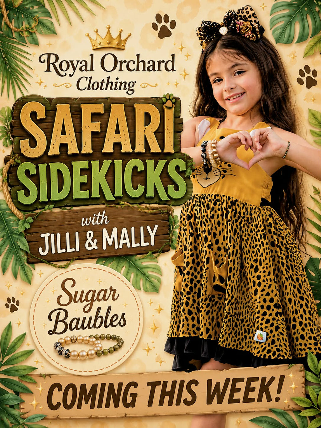 Safari Sidekicks Leopard Ears on Hard Headband m2m Royal Orchard Clothing Pre-order 4 wk TAT