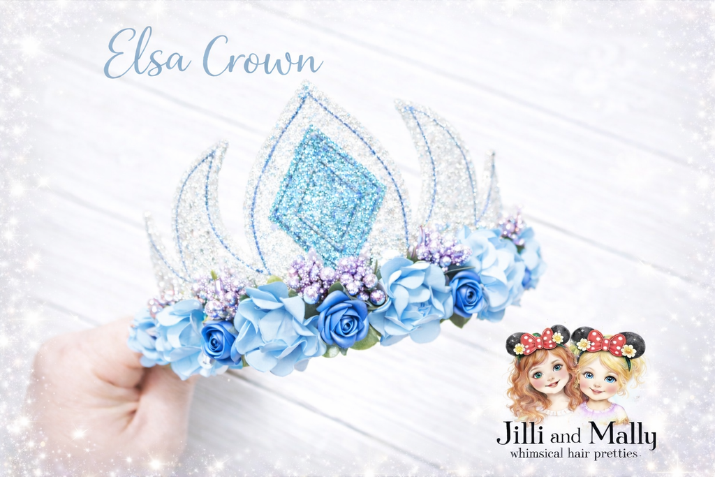 Frozen Queen Elsa Floral Crown m2m The Carriage House *Pre-Order-4 wk turnaround*