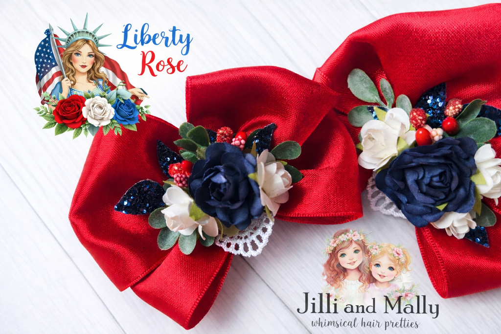 Liberty Rose Piggie Bows m2m Hummingbirds&Flowers