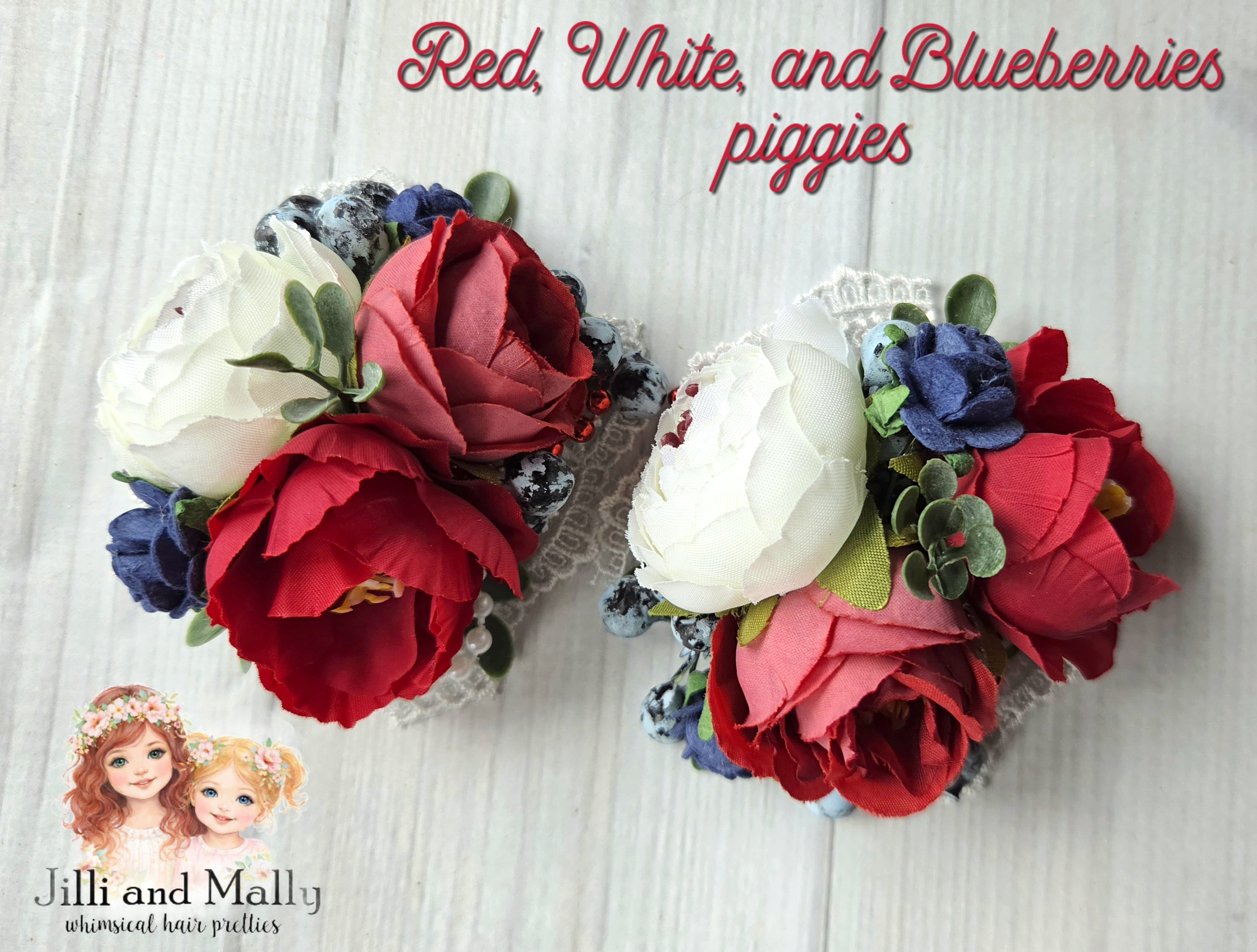 Red, White, and Blueberries Mini Blooms~Single OR Piggies *Pre-order 4 wk turnaround*