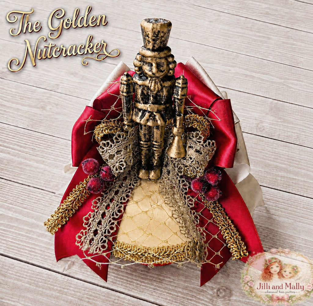 Golden Nutcracker Fascinator Mini Hat m2m Stella Maris *Made to Order with 6 week turnaround time*