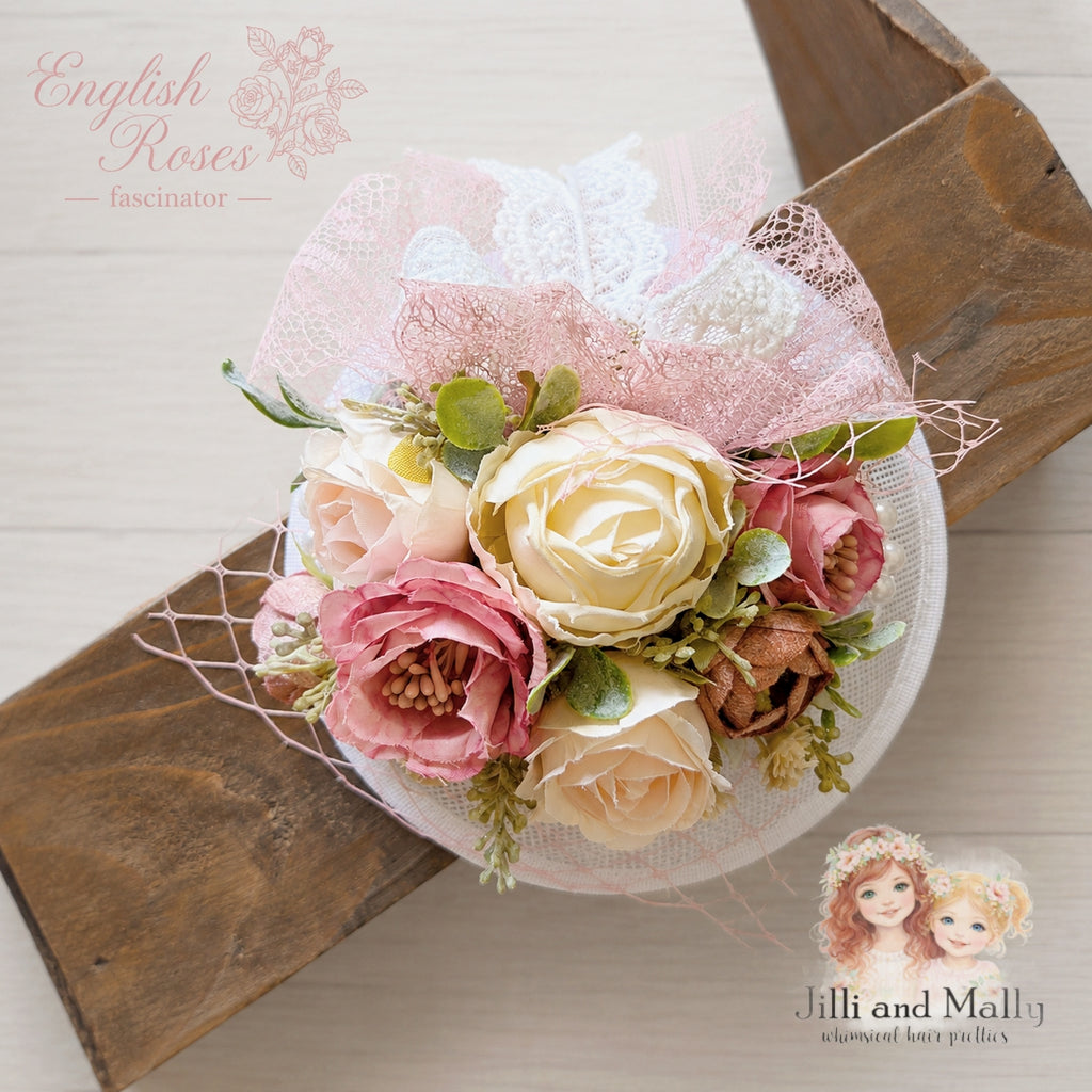 English Roses Floral Fascinator m2m Kada Boutique *pre-order 4 wk turnaround*