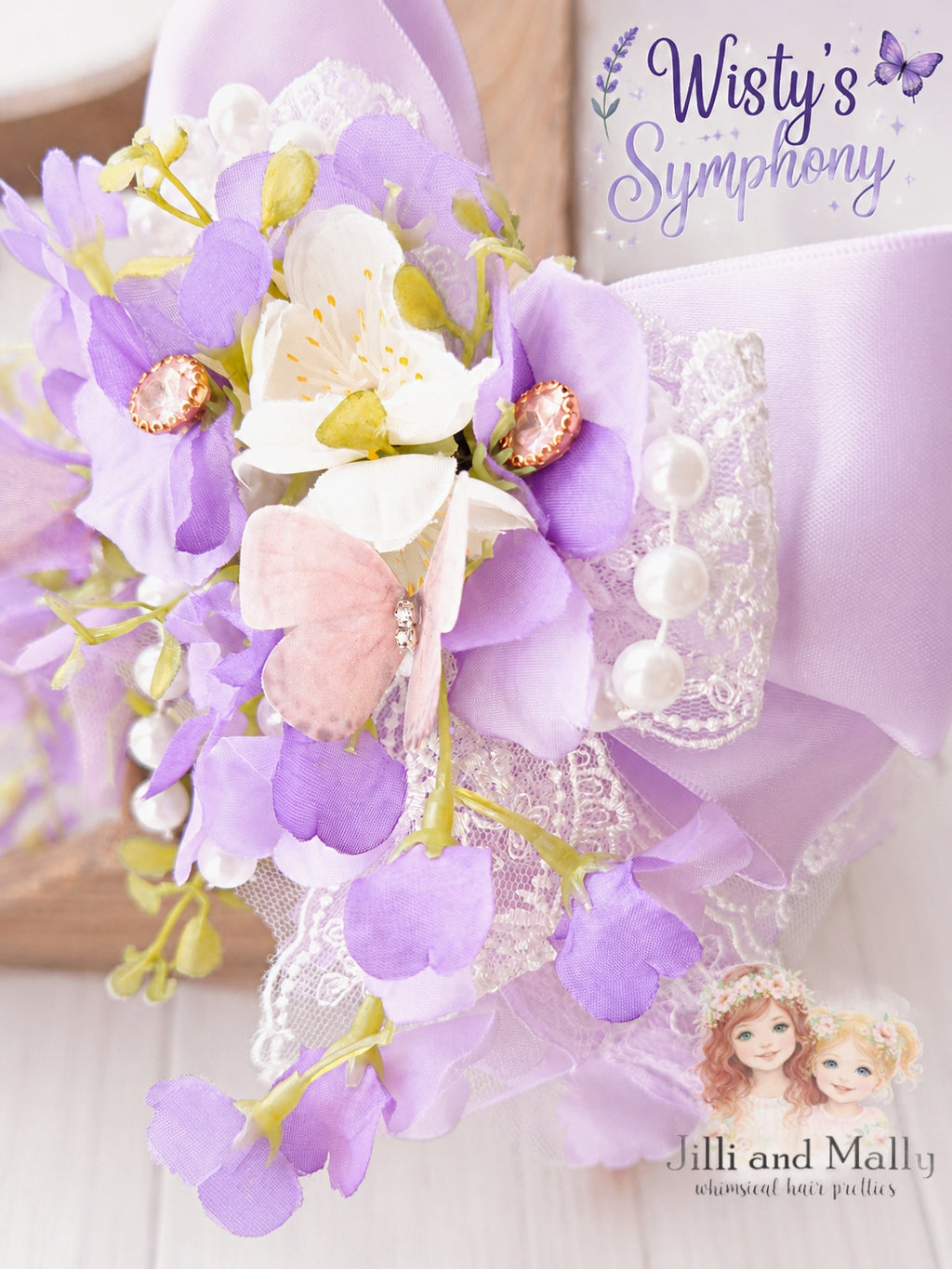 Wisty's Symphony Large Floral Bloom Bow m2m La Petite Wardrobe *pre-order 4 wk turnaround*