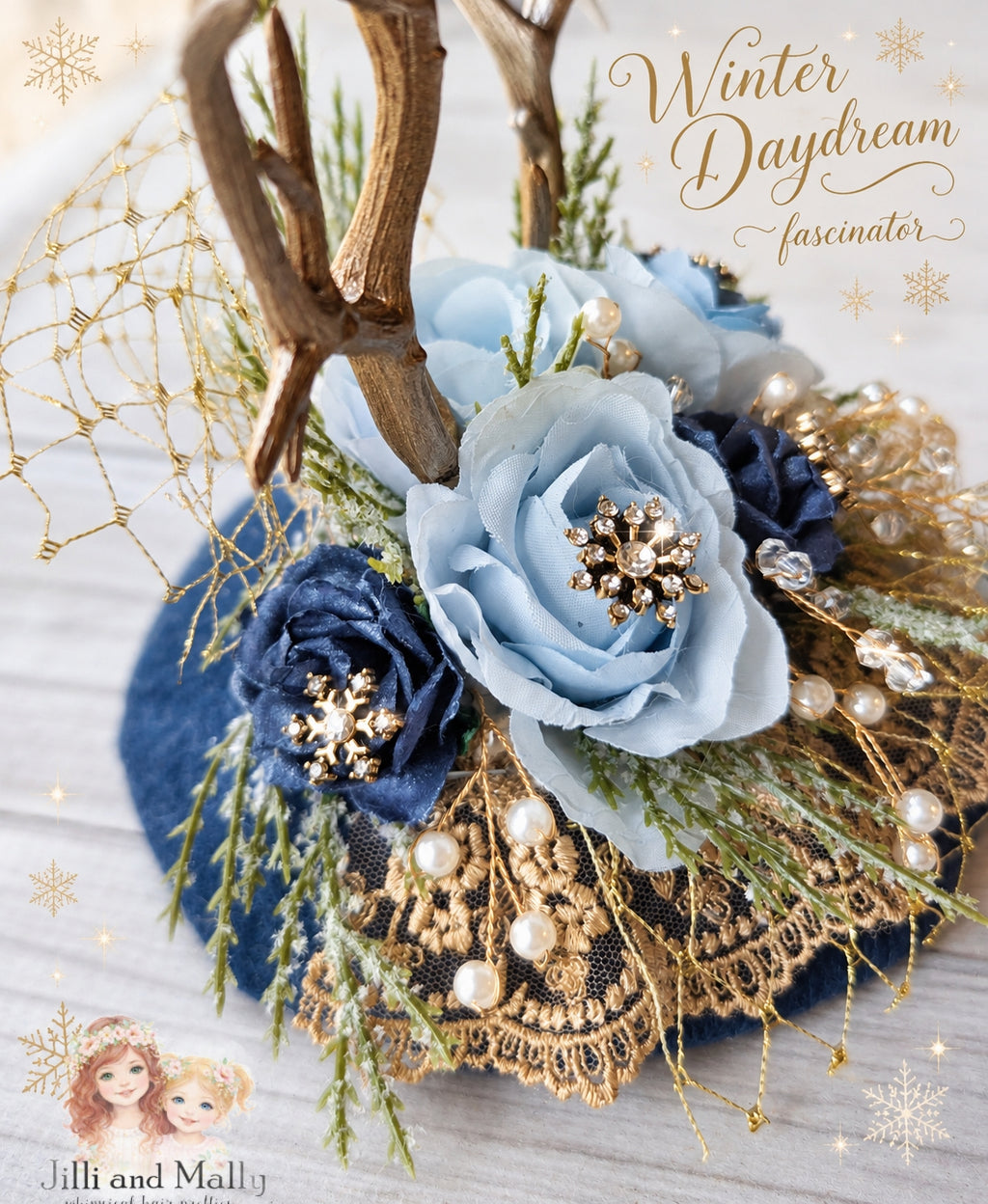 Winter Daydream Fascinator Mini Hat m2m Reina Monroe Originals *Made to Order with 4 week turnaround time*