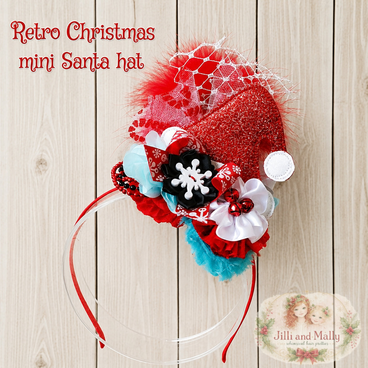 Retro Christmas mini Santa hat *Pre-Order TAT 4 weeks*